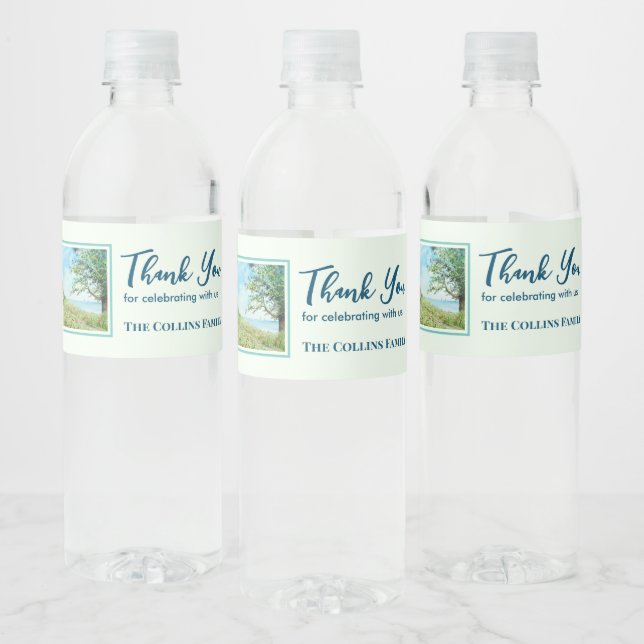 Housewarming Poppy Field Landscape Watercolor Water Bottle Label (Bottles)