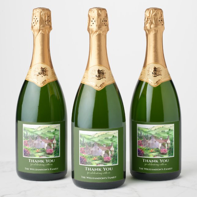 Housewarming Rydal Mount William Wordsworth House Sparkling Wine Label (Bottles)