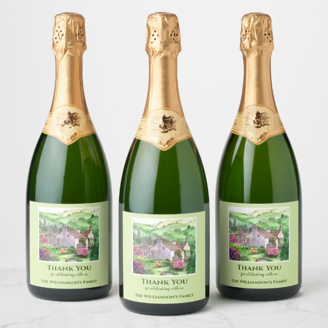 Housewarming Rydal Mount William Wordsworth House Sparkling Wine Label (Bottles)