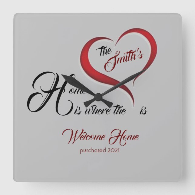 Housewarming Square Wall Clock (Front)