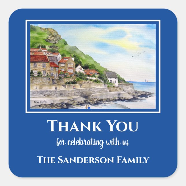 Housewarming Summer in Runswick Bay England Square Sticker (Front)
