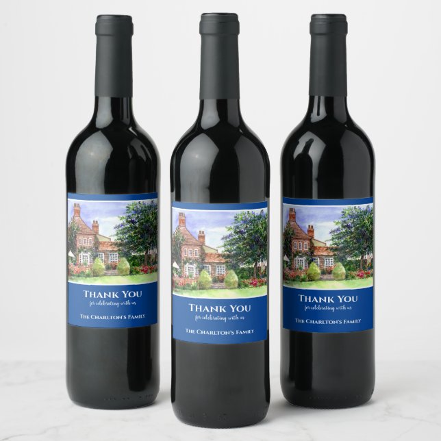 Housewarming The Manor House York England Garden Wine Label (Bottles)