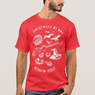 Housewife By Day Witch By Night  Funny Witch Tee H
