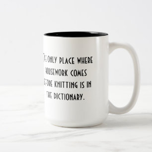 Housework vs. knitting Two-Tone coffee mug