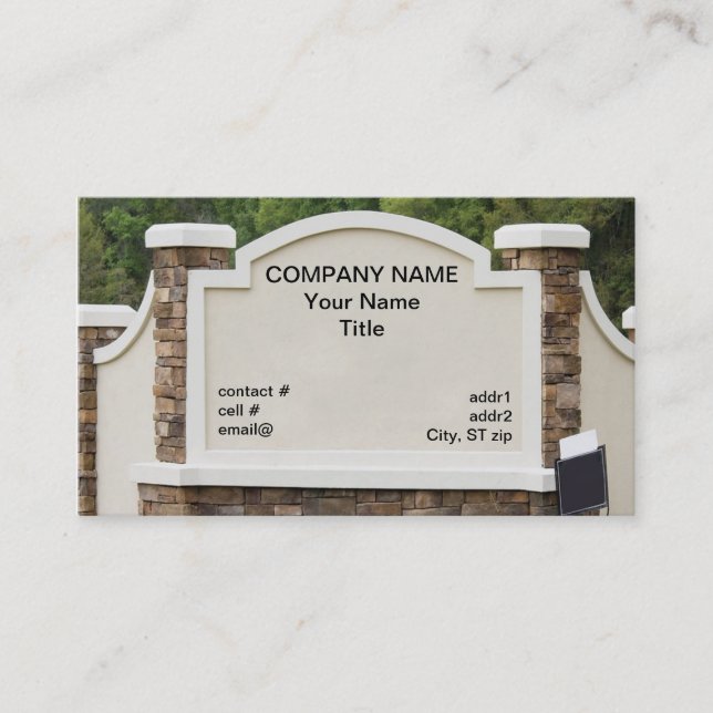 housing development sign business card (Front)