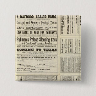 Houston and Texas Central Railway through Texas 15 Cm Square Badge