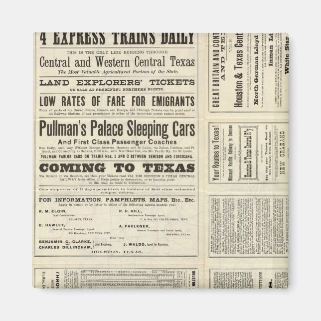 Houston and Texas Central Railway through Texas Magnet (Front)