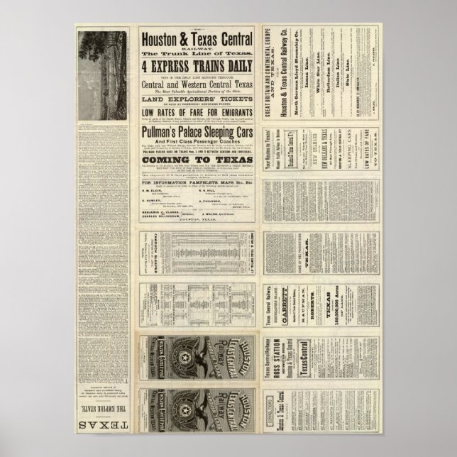 Houston and Texas Central Railway through Texas Poster (Front)