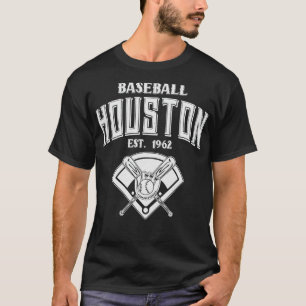 Houston Baseball Est 1962 Vintage White Text T-Shirt
