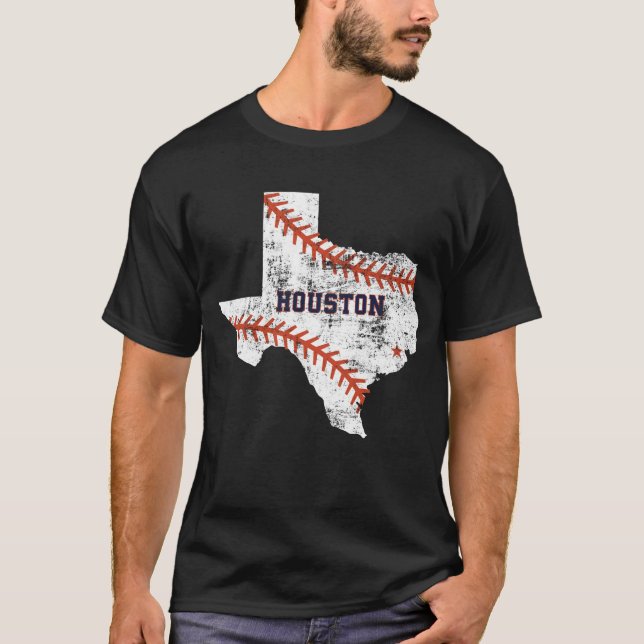 Houston Baseball Vintage Distressed T-Shirt (Front)