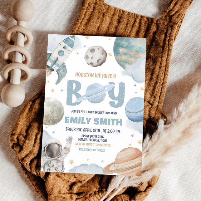 Houston Boy Space Baby Shower Invitation (Creator Uploaded)