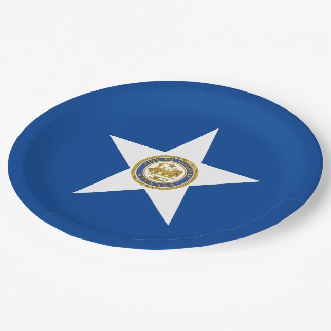 Houston city flag paper plate (Angled)