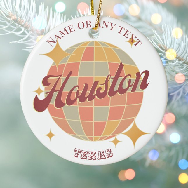 Houston City Texas USA Retro decor souvenir  Ceramic Tree Decoration (Creator Uploaded)