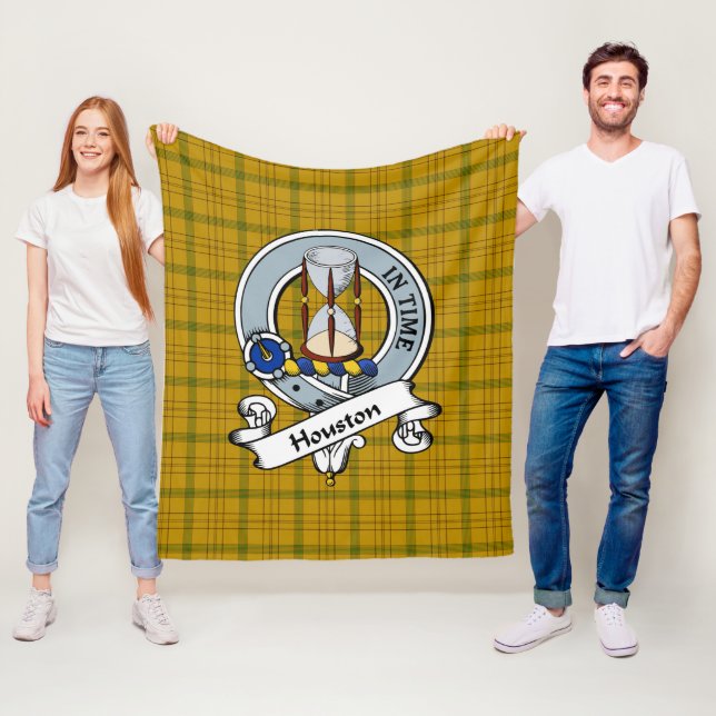 Houston Clan Badge Tartan Plaid Fleece Blanket (In Situ)