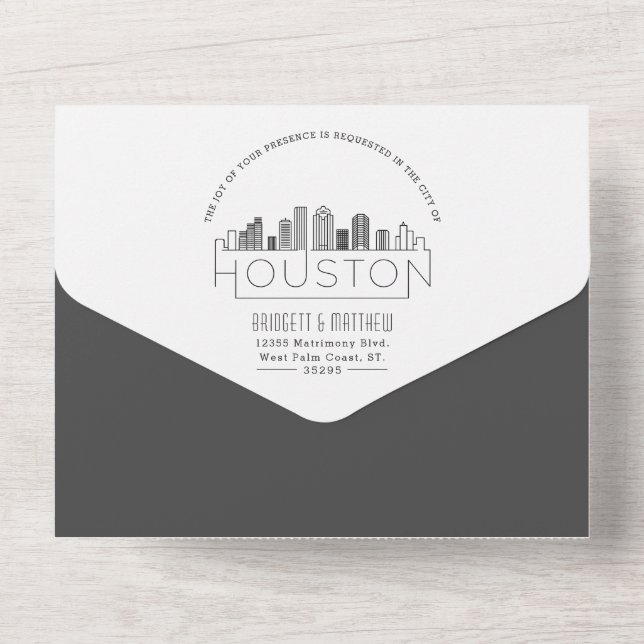 Houston Deco Skyline | Wedding All In One Invitation (Back)