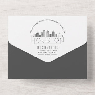 Houston Deco Skyline   Wedding All In One Invitation
