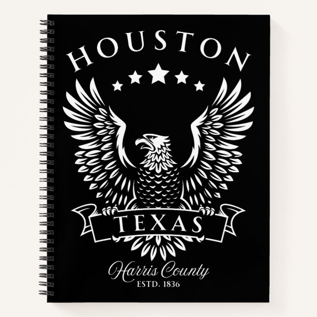 Houston Harris County Texas Vintage Eagle Notebook (Front)