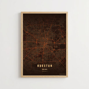 Houston Heatwave Map Print Texas Poster Wallart