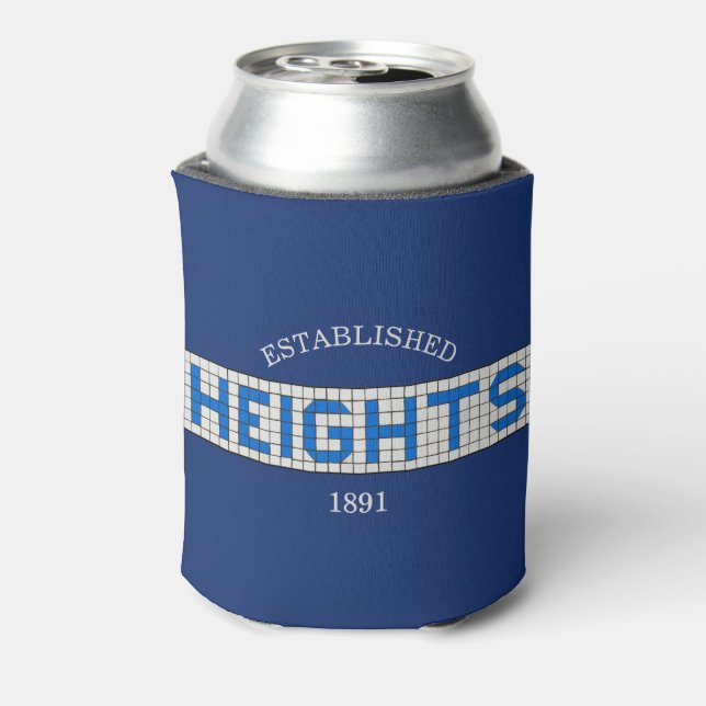 Houston Heights Blue and White Tile Can Cooler (Can Back)