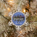 Houston in graffiti  snowflake pewter christmas ornament<br><div class="desc">Celebrate your favourite city in graffiti with a custom ornament. Click the custom button to change the date,  year,  name and initial.</div>