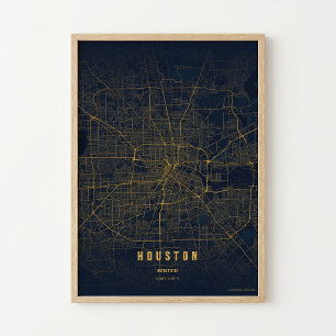 Houston Map Print Texas City Poster Wall Art Gift 