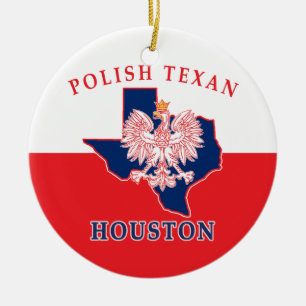 Houston Polish Texan Ceramic Tree Decoration