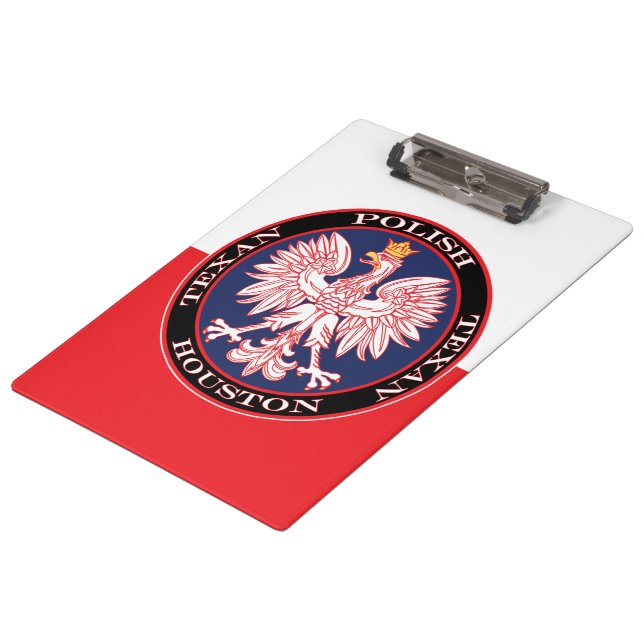 Houston Round Polish Texan Clipboard (Angled)