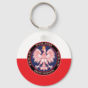 Houston Round Polish Texan Key Ring