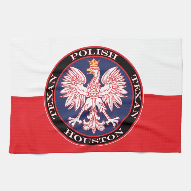 Houston Round Polish Texan Tea Towel (Horizontal)