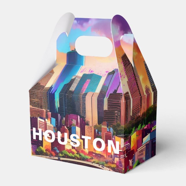 Houston Skyline Abstract Art Favour Box (Front Side)