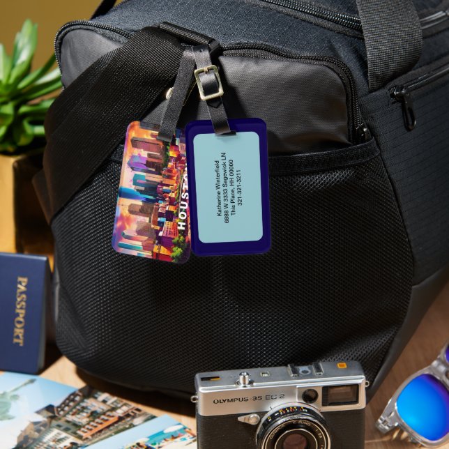 Houston Skyline Abstract Art Luggage Tag (Front & Back)