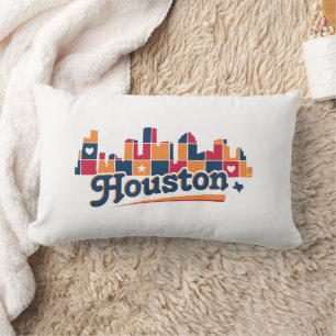 Houston Skyline Patchwork Lumbar Cushion