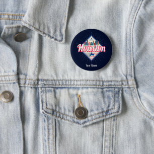 Houston Skyline Texas United States Vintage USA 6 Cm Round Badge