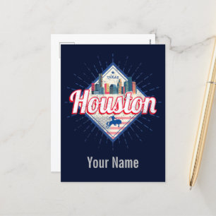 Houston Skyline Texas United States Vintage USA Holiday Postcard