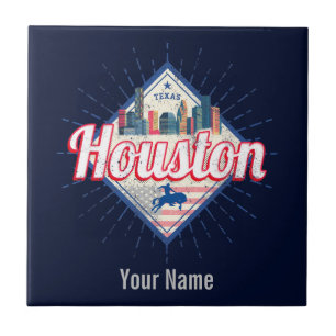 Houston Skyline Texas United States Vintage USA Tile