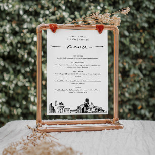 Houston Skyline Wedding Dinner Menu Card 5x7