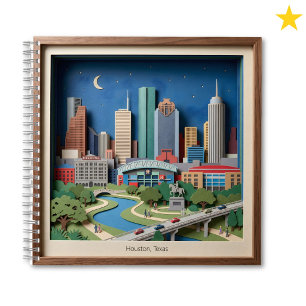 Houston Texas America Layered Paper Art Diorama Notebook