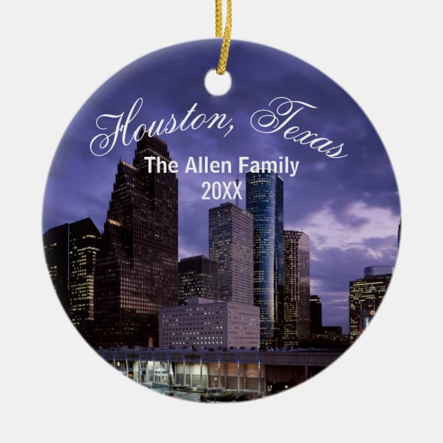 Houston Texas Ceramic Tree Decoration (Front)