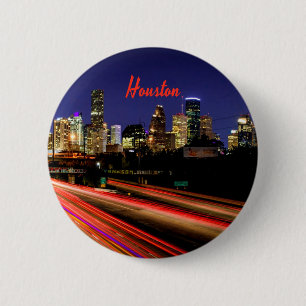 Houston Texas City Skyline 6 Cm Round Badge
