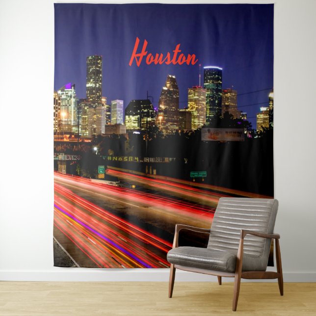 Houston Texas City Skyline Tapestry (In Situ)