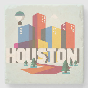 Houston, Texas Cityscape Design Stone Coaster