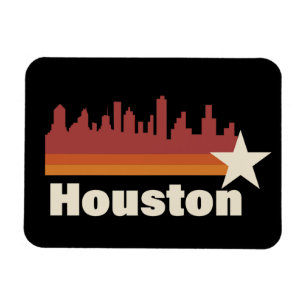 Houston Texas Cityscape Vintage Magnet