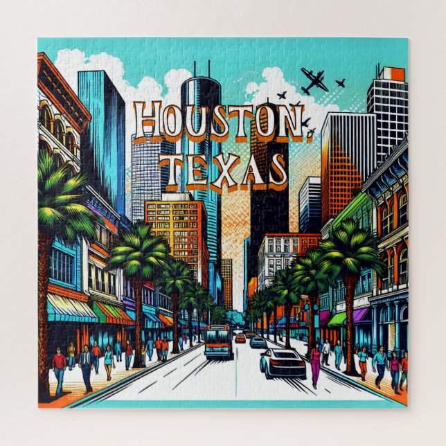 Houston, Texas Downtown City View Abstract Art Jigsaw Puzzle (Vertical)