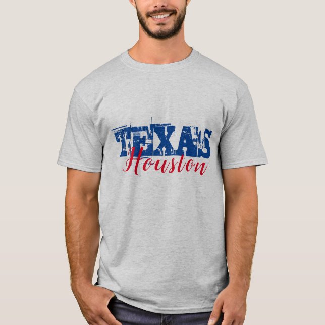 Houston Texas Dual Font T-Shirt (Front)