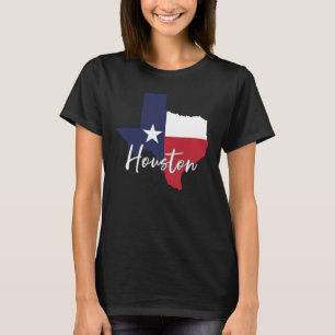 Houston, Texas Flag Map Women's Black T-Shirt