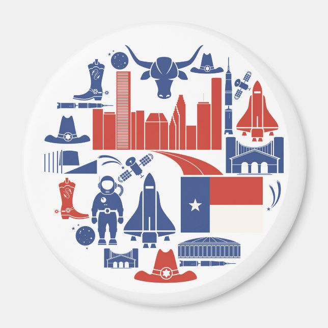 Houston Texas Icons Magnet (Front)