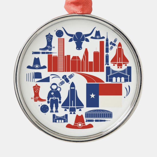 Houston Texas Icons Metal Tree Decoration (Front)