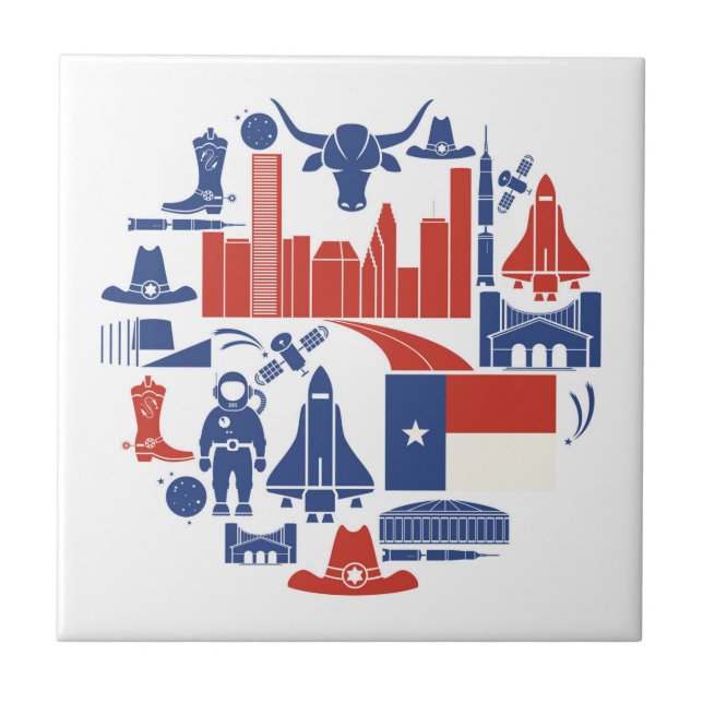 Houston Texas Icons Tile (Front)