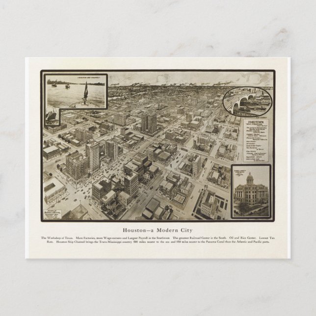 Houston Texas in 1912 Postcard (Front)