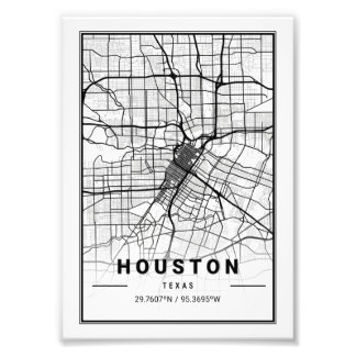 Houston - Texas Ligth City Map Photo Print